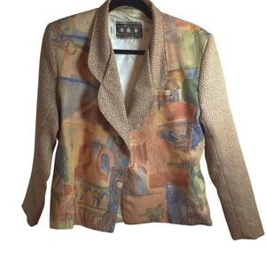 Vintage Native M Components Abstract Art‎ to Wear Blazer Jacket USA Handmade